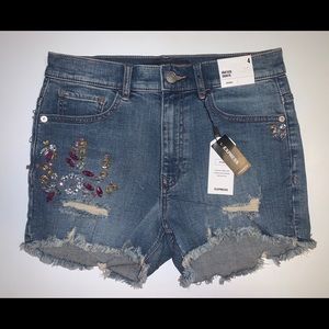 Express Rhinestone Studded Denim Shorts size 4 NEW